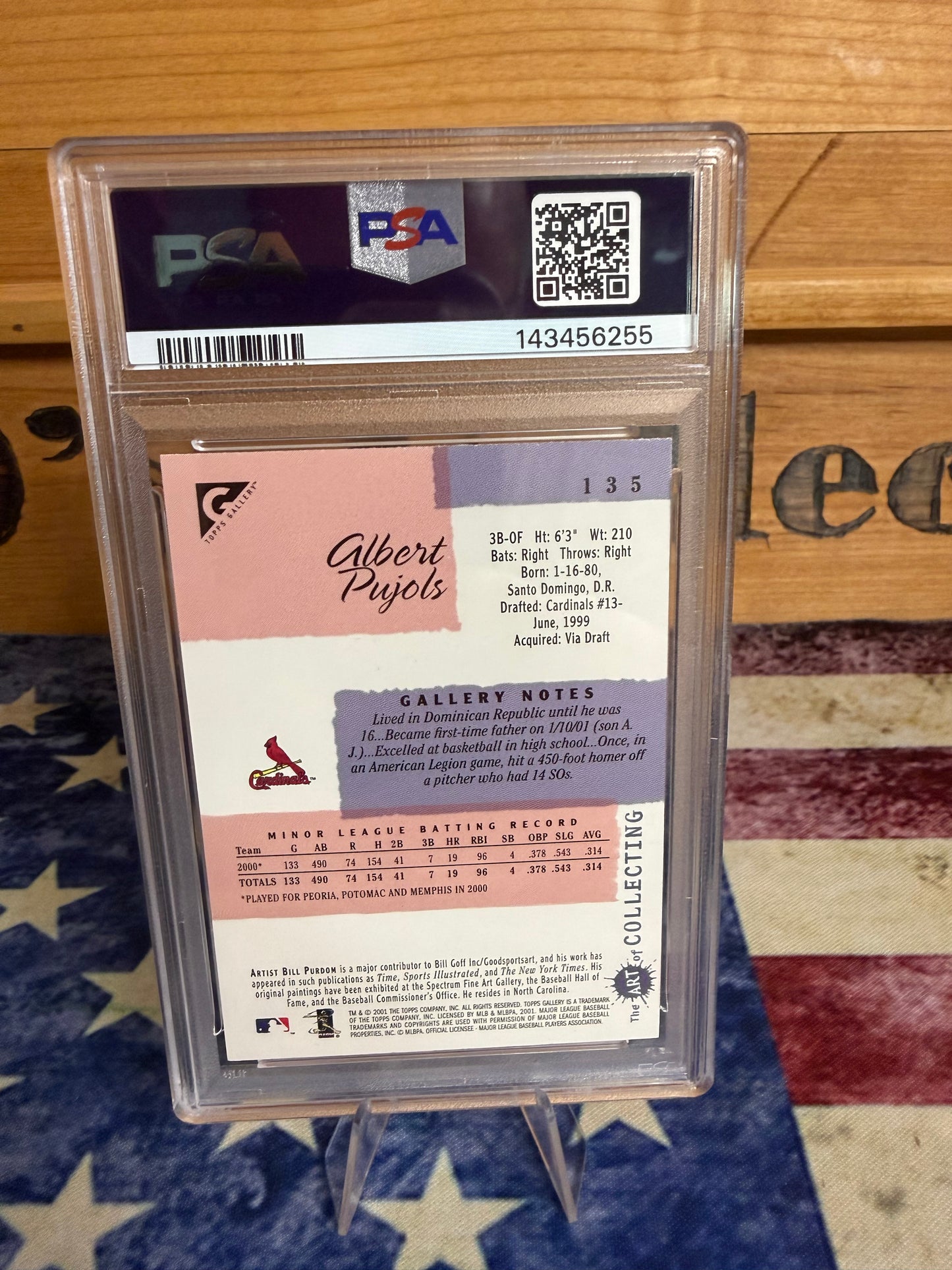 2001 Topps Gallery Albert Pujols ROOKIE #135 PSA 8 NM-MT Cardinals HOF