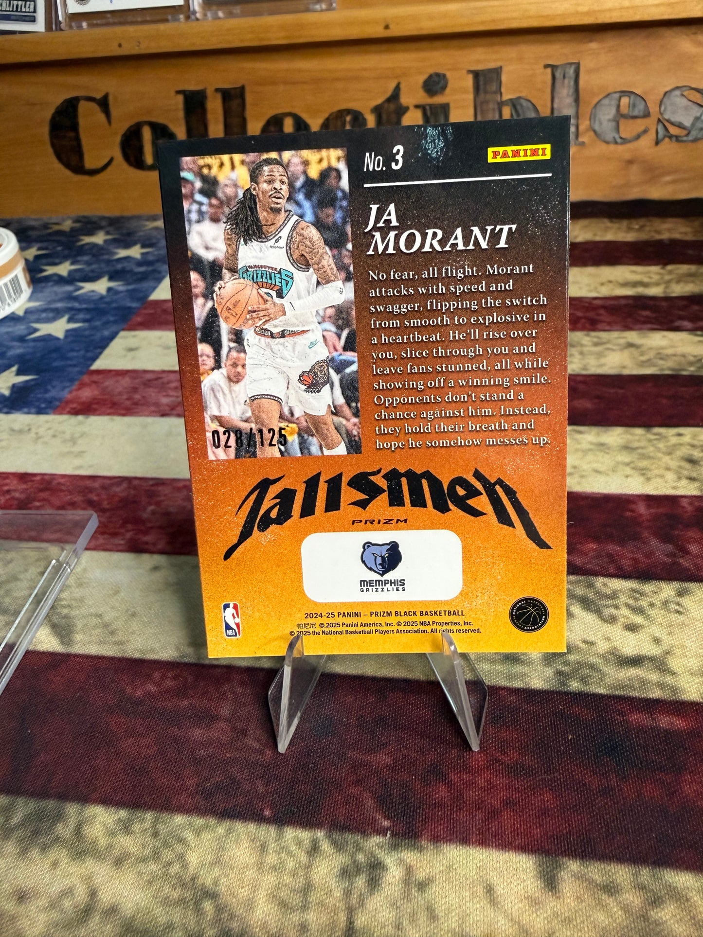 2023-24 Panini Prizm Black Ja Morant Talismen Blue /125 Grizzlies