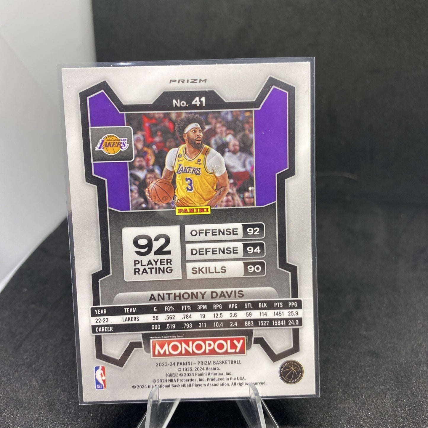 2023-24 Panini Prizm Monopoly Anthony Davis Red Icons Prizm Card #41 Lakers SSP