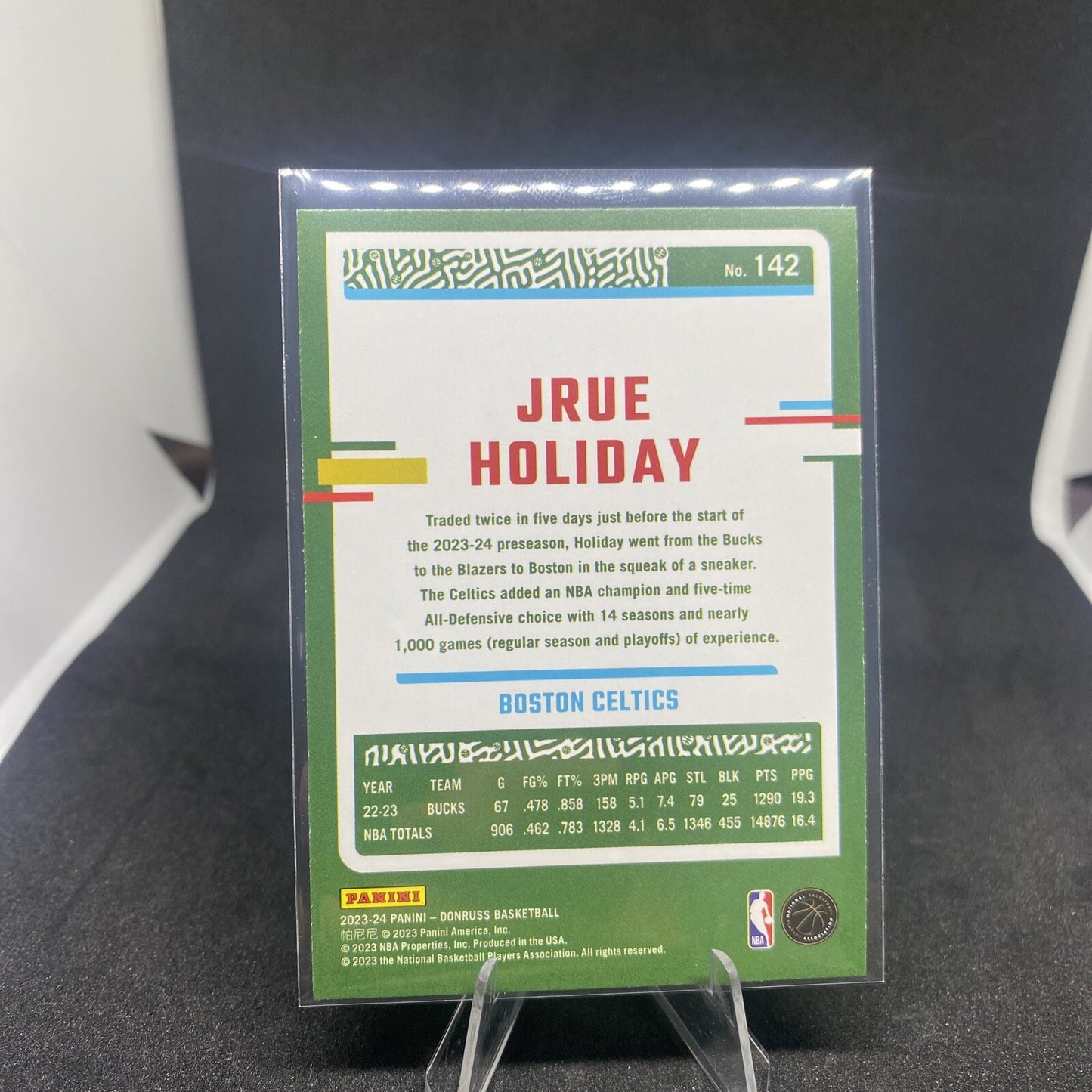 Jrue Holiday GREEN LASER Holo 2023-24 Donruss #142 - TEAM COLOR MATCH Celtics SP