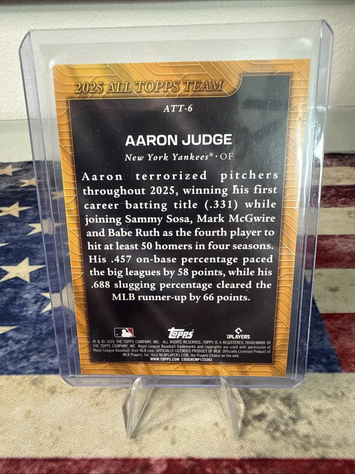 2026 Topps Series 1 Aaron Judge Yankees 2025 All Topps Team #ATT-6 MVP