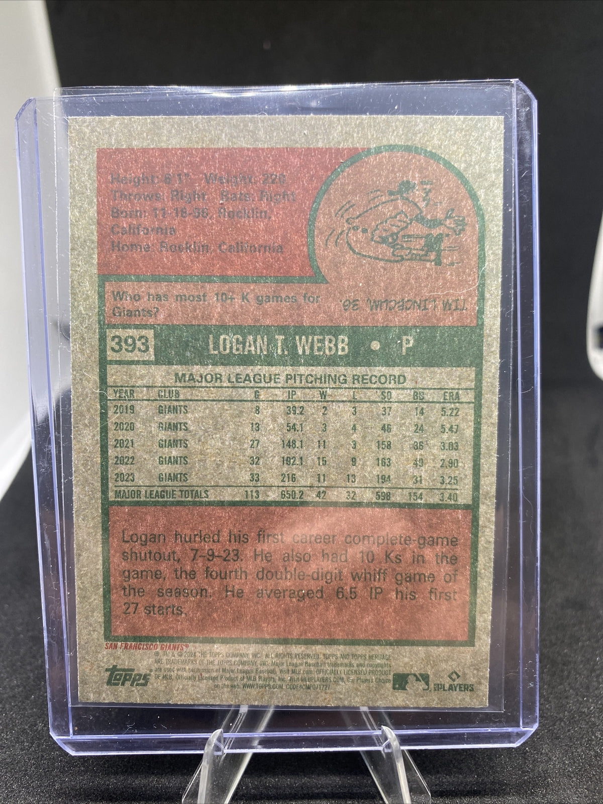 ⚾️2024 Topps Heritage #393 Logan Webb Blue Sparkle Refractor Giants⚾️