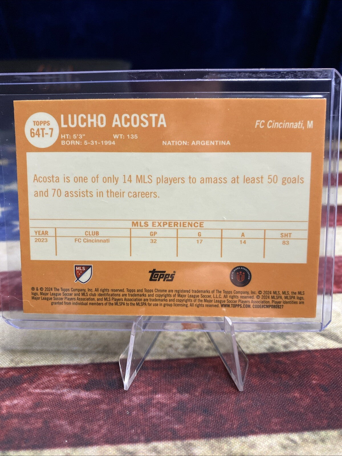 2024 Topps Chrome MLS 1964 Football Refractor #64T-7 Lucho Acosta, FC Cincinnati