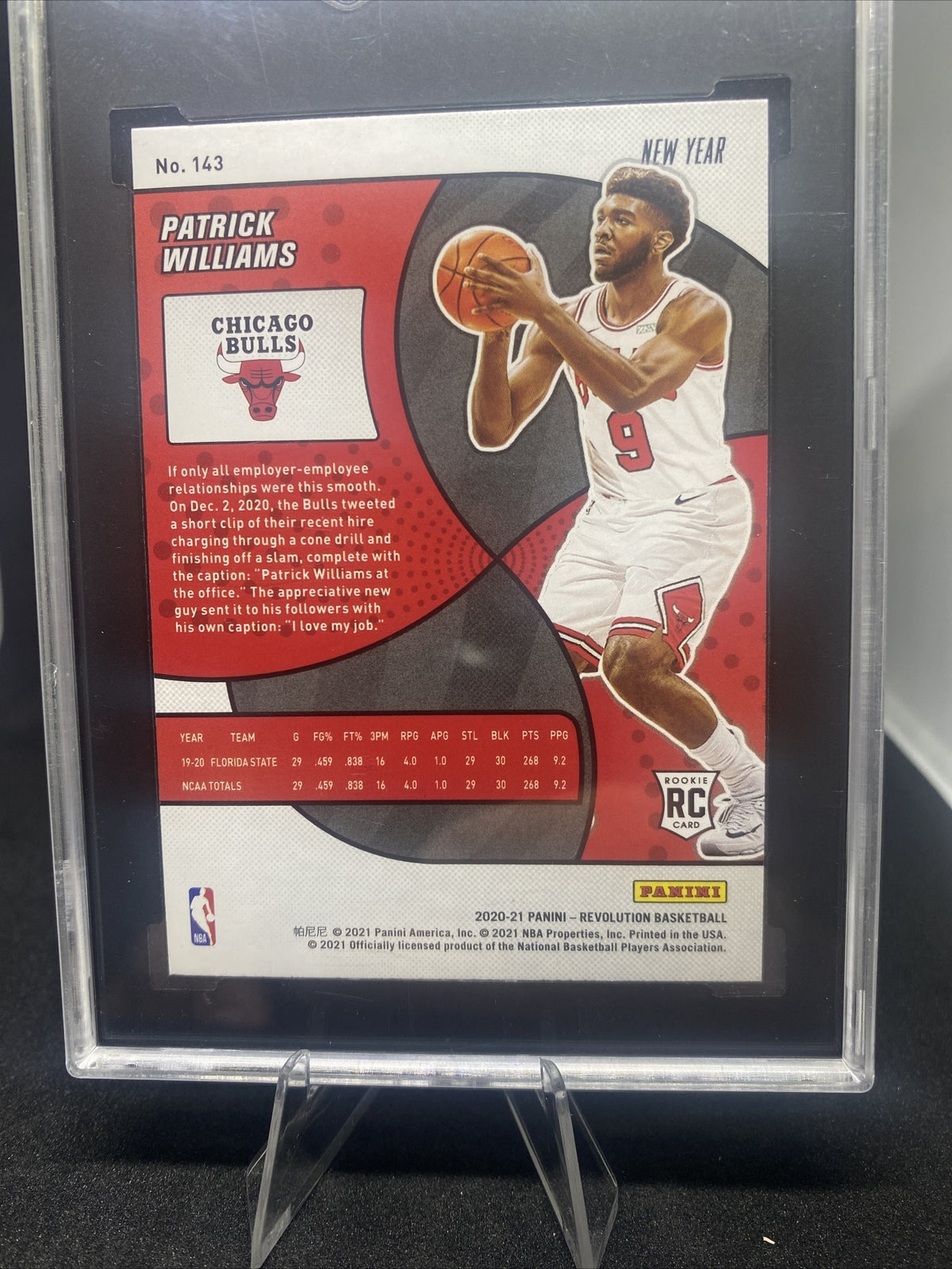 2020-21 Panini Revolution Chinese New Year #143 Patrick Williams RC SGC 9 Bulls