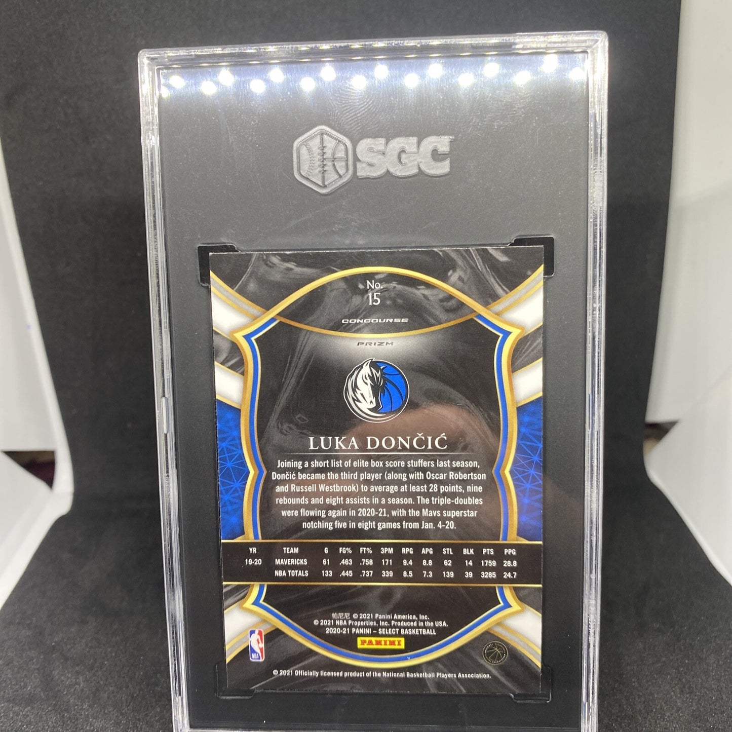 2020-21 Select Silver Prizm Concourse Luka Doncic SGC 10 GEM MT #15 Mavericks