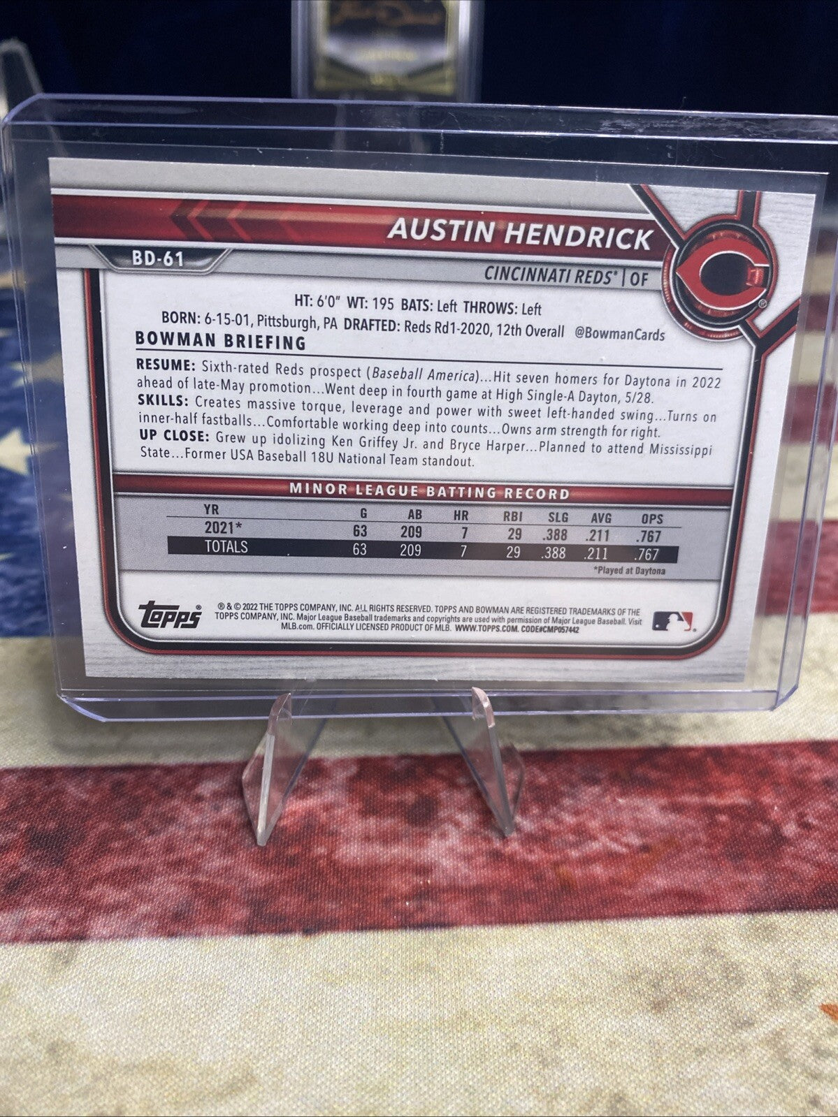 2022 Bowman Draft First Edition Blue Refractor 16/150 Austin Hendrick #BD-61