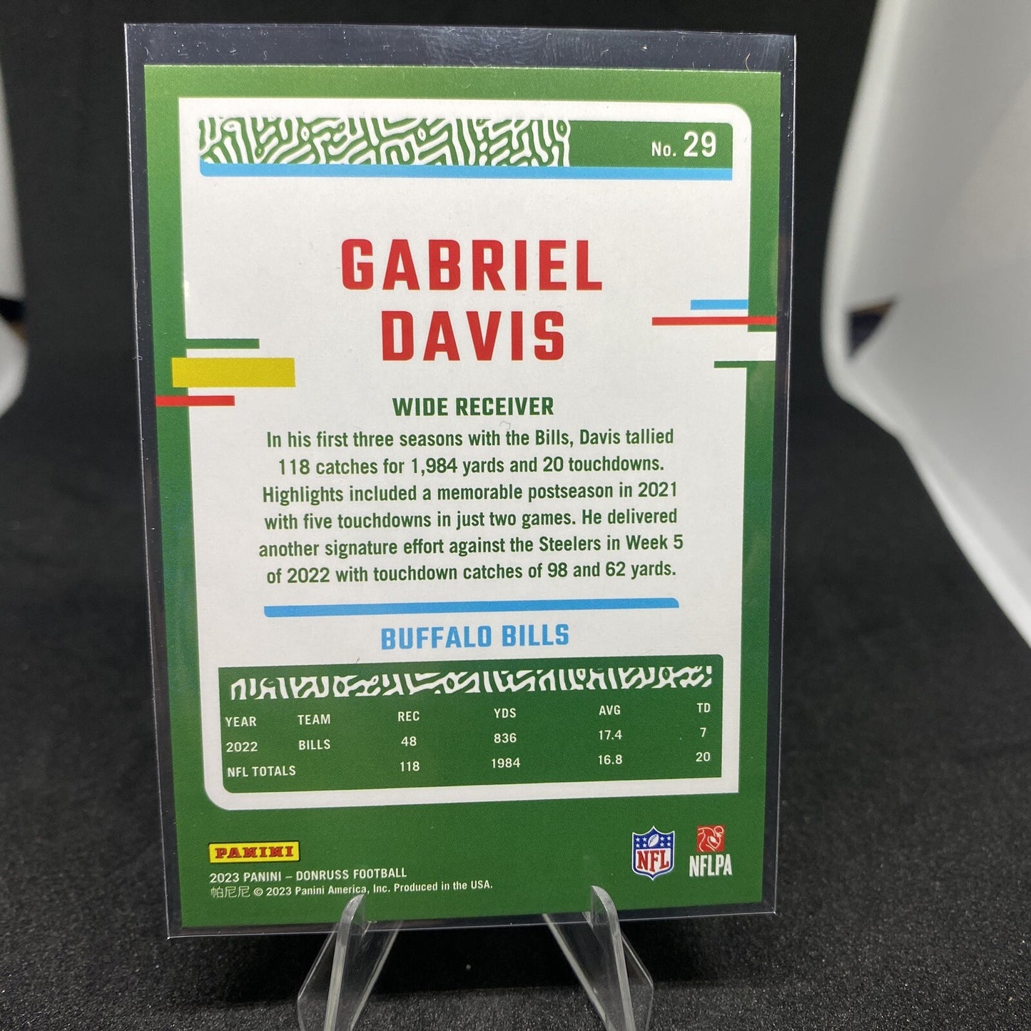 Rare 2023 Panini Donruss - GABRIEL DAVIS #29 - SILVER 9/100 - Buffalo Bills SP