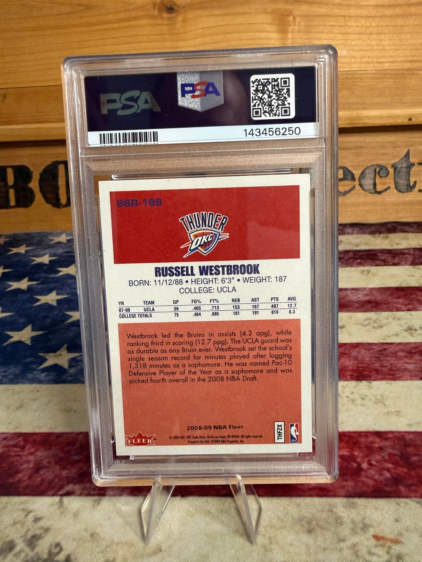 2008-09 Fleer Russell Westbrook 1986-87 RETRO ROOKIE #166 PSA 7 OKC Thunder