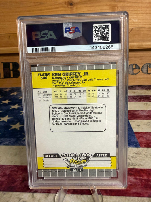 1989 Fleer GLOSSY Ken Griffey Jr. ROOKIE #548 PSA 8 NM-MT Mariners HOF