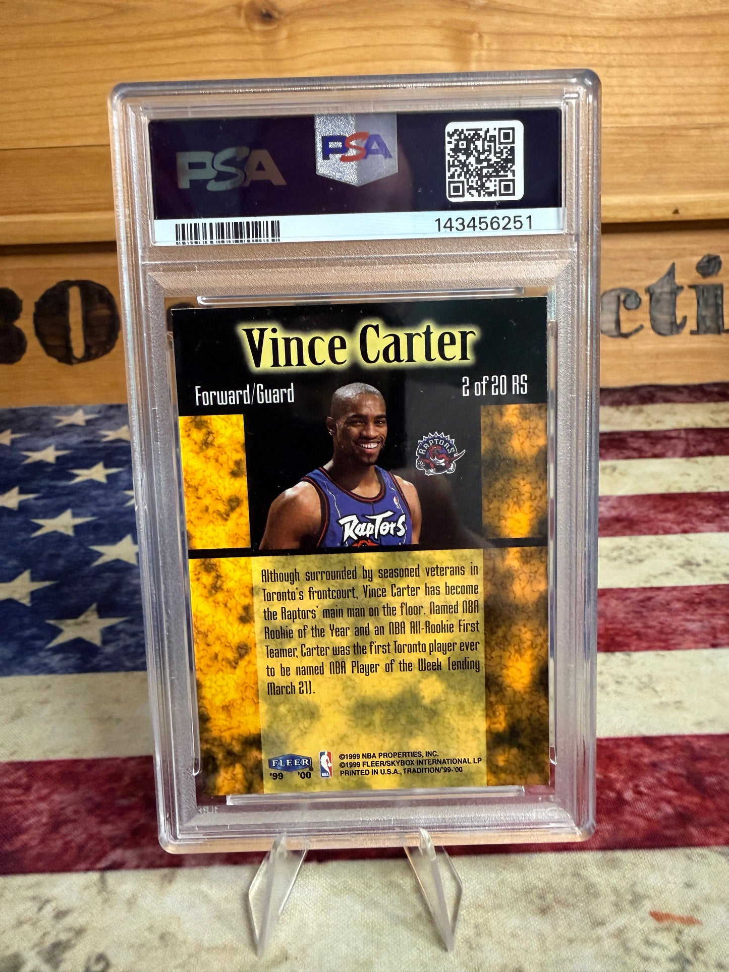 1999-00 Fleer Tradition Vince Carter ROOKIE SENSATIONS #2 PSA 8 NM-MT Raptors