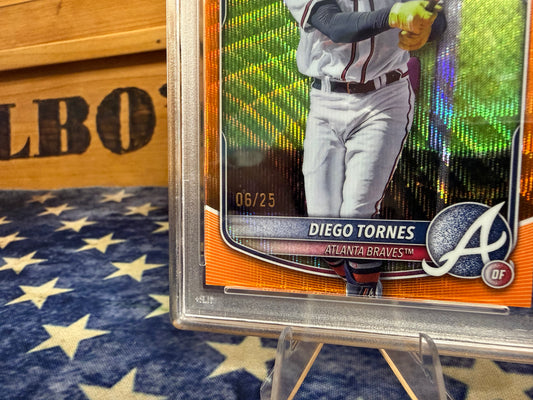 2025 Bowman Chrome Diego Tornes 1ST PROSPECT Orange Refractor /25 #BCP214 PSA 9