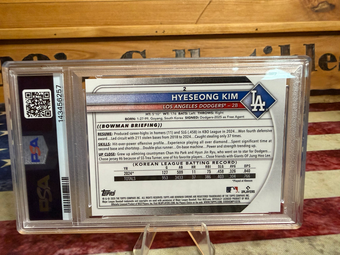 2025 Bowman Chrome Hyeseong Kim ETCHED IN GLASS Variation SSP RC PSA 9 Dodgers
