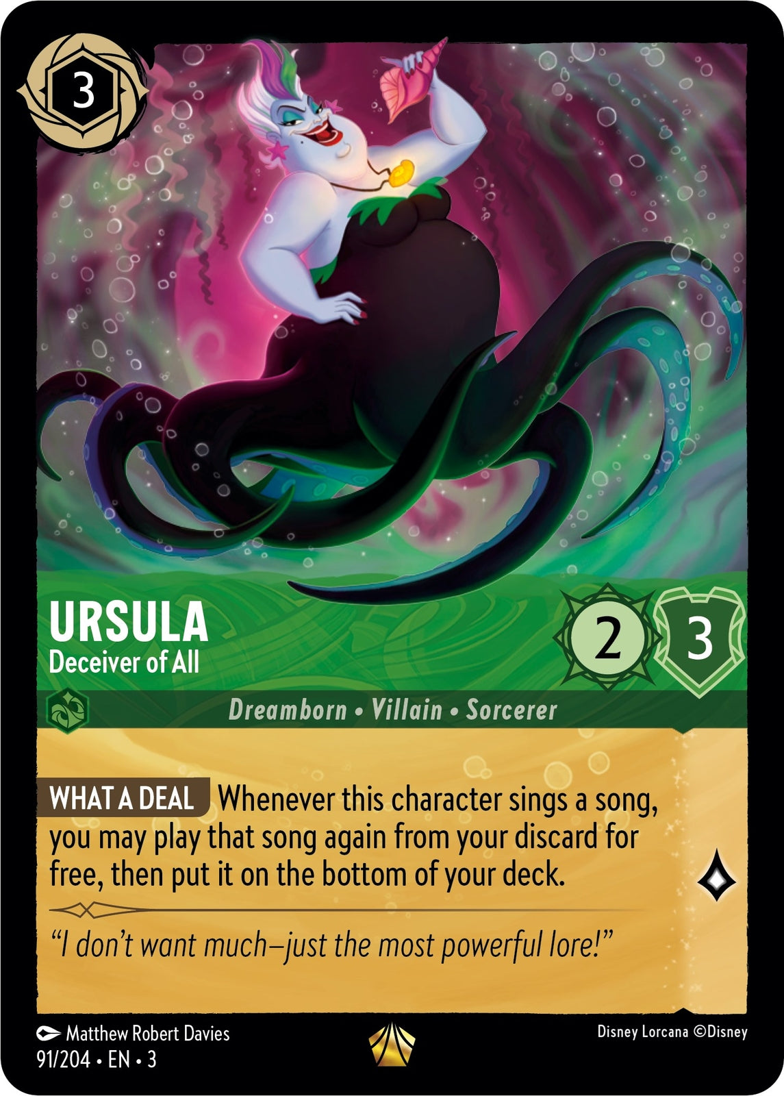 Ursula - Deceiver of All 91/204 Into the Inklands Cold Foil - Legendary