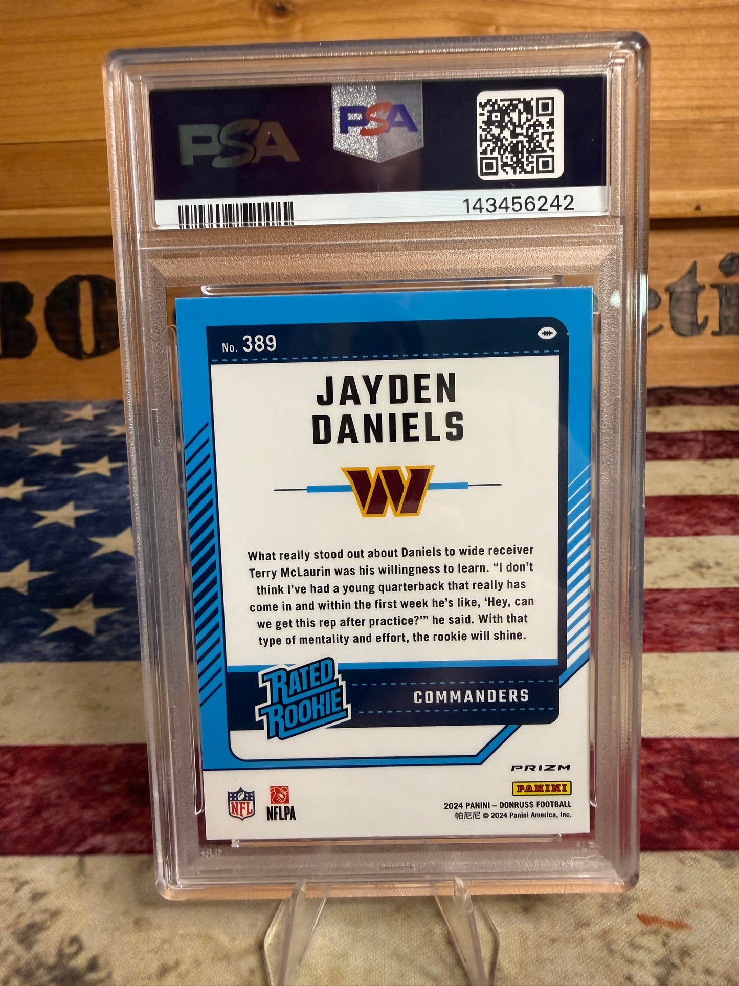 2024 Panini Donruss OPTIC PREVIEW Pink Prizm Jayden Daniels RC #389 PSA 9 MINT