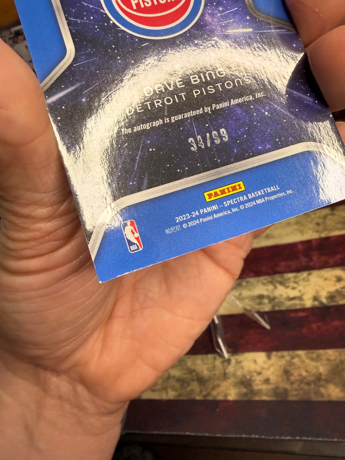 2023-24 Panini Spectra Dave Bing Deep Space Signatures Auto /99 Pistons