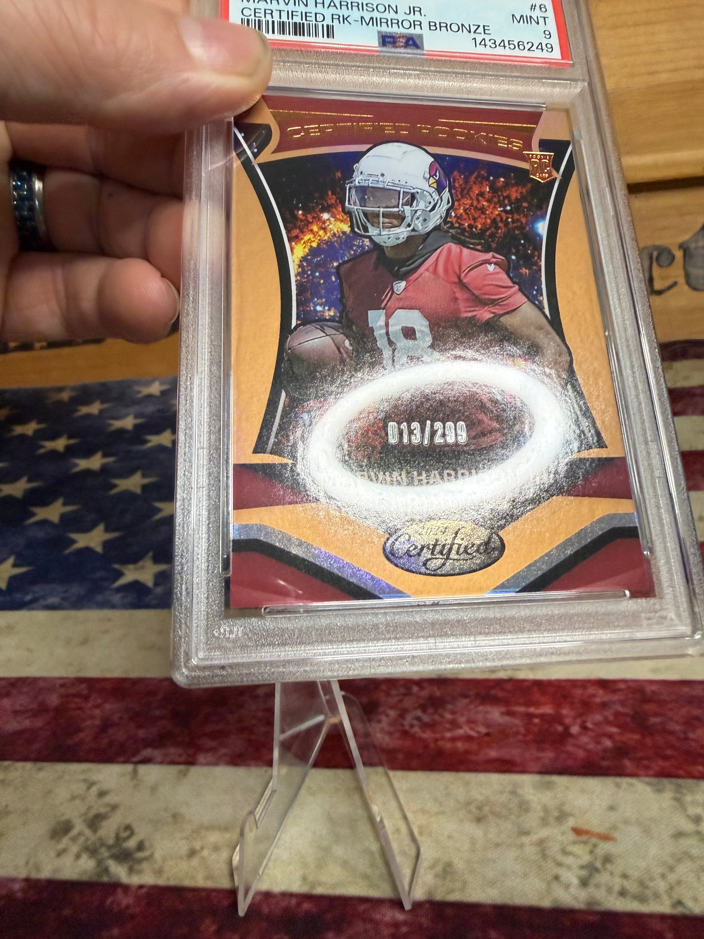 2024 Panini Certified Marvin Harrison Jr. MIRROR BRONZE RC /299 #6 PSA 9 MINT