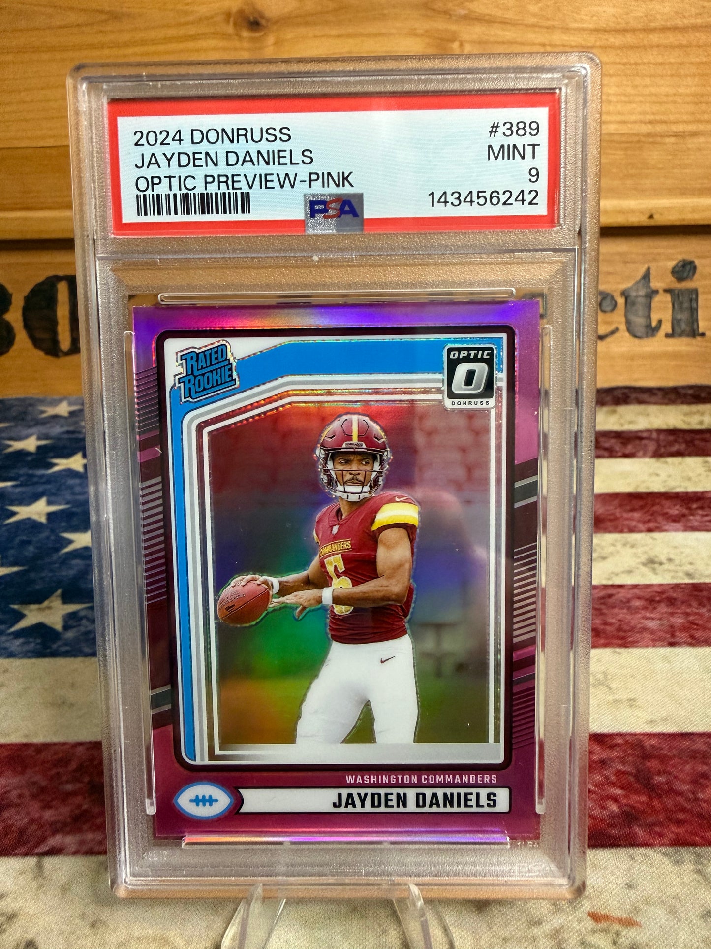 2024 Panini Donruss OPTIC PREVIEW Pink Prizm Jayden Daniels RC #389 PSA 9 MINT