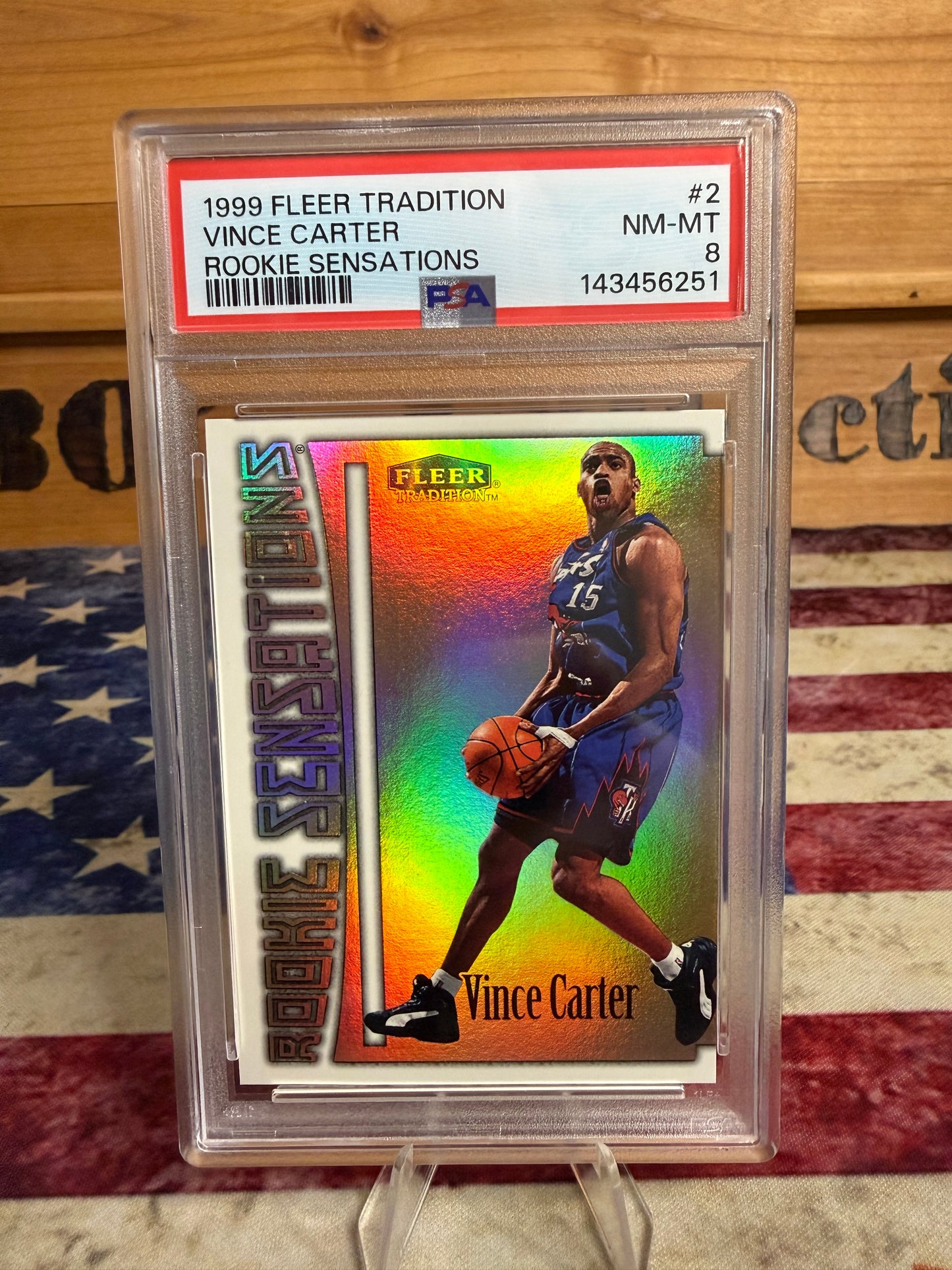 1999-00 Fleer Tradition Vince Carter ROOKIE SENSATIONS #2 PSA 8 NM-MT Raptors
