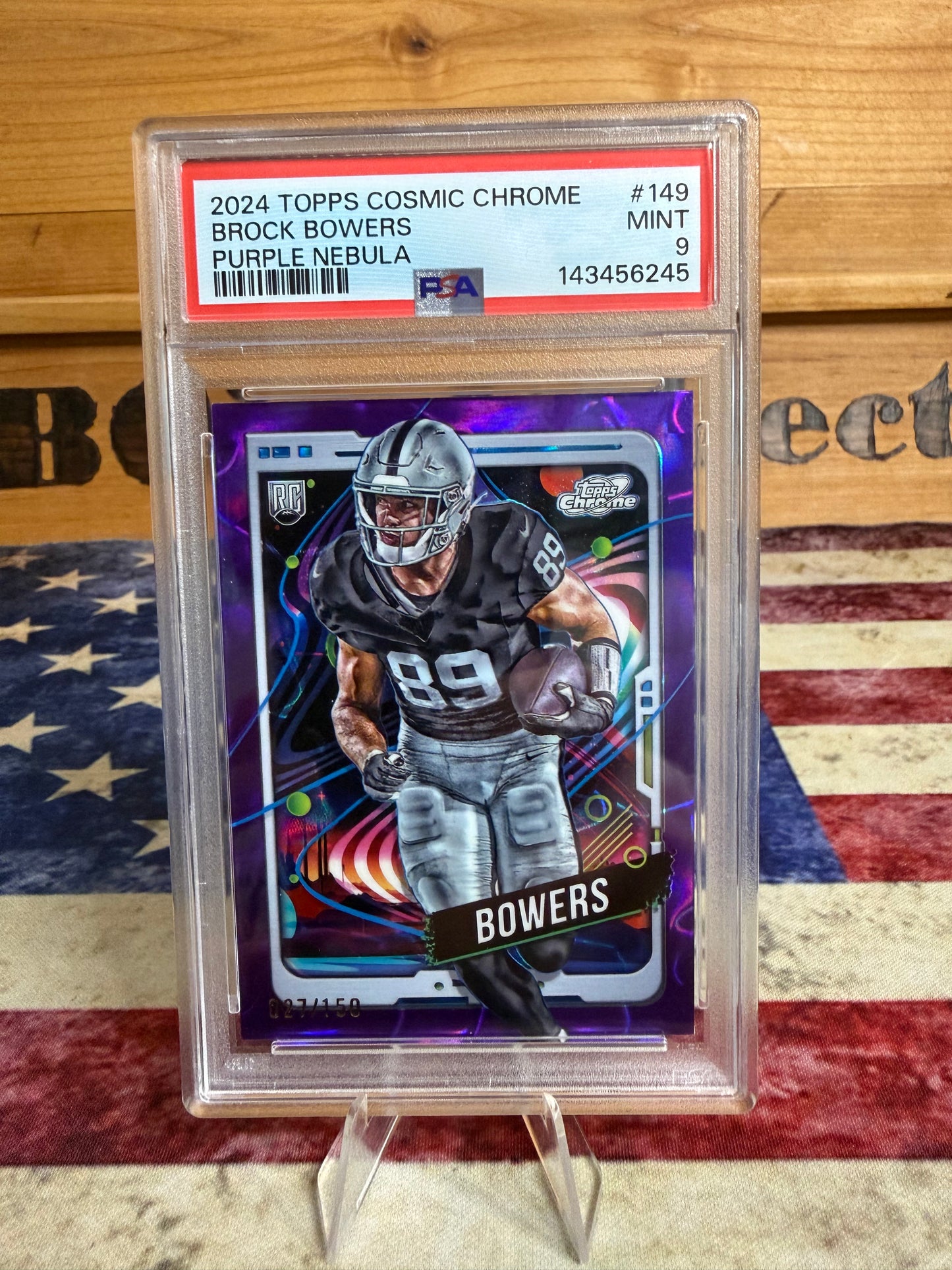 2024 Topps Cosmic Chrome Brock Bowers PURPLE NEBULA RC /150 #149 PSA 9 MINT