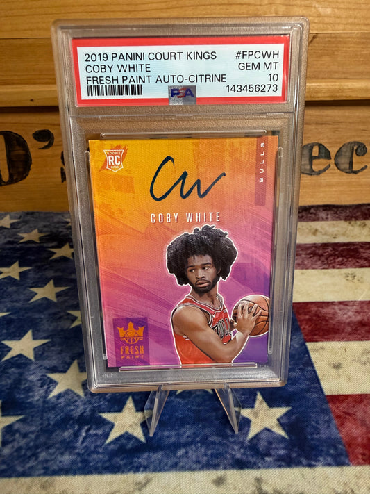 2019 Court Kings Fresh Paint Coby White ROOKIE AUTO Citrine /49 PSA 10 #FPCWH