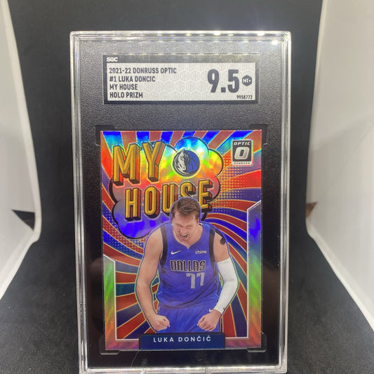 2021-22 Donruss Optic Holo Prizm My House #1 Luka Doncic Mavericks SGC 9.5 Mint