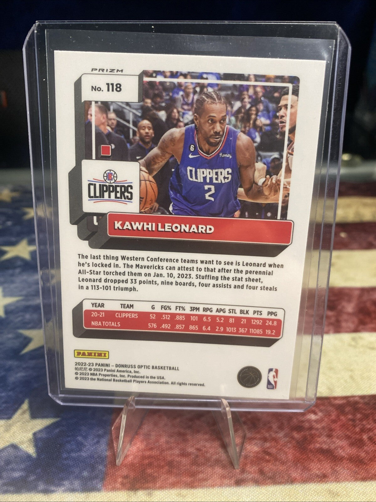 KAWHI LEONARD 2022-23 DONRUSS OPTIC SILVER HOLO PRIZM #118