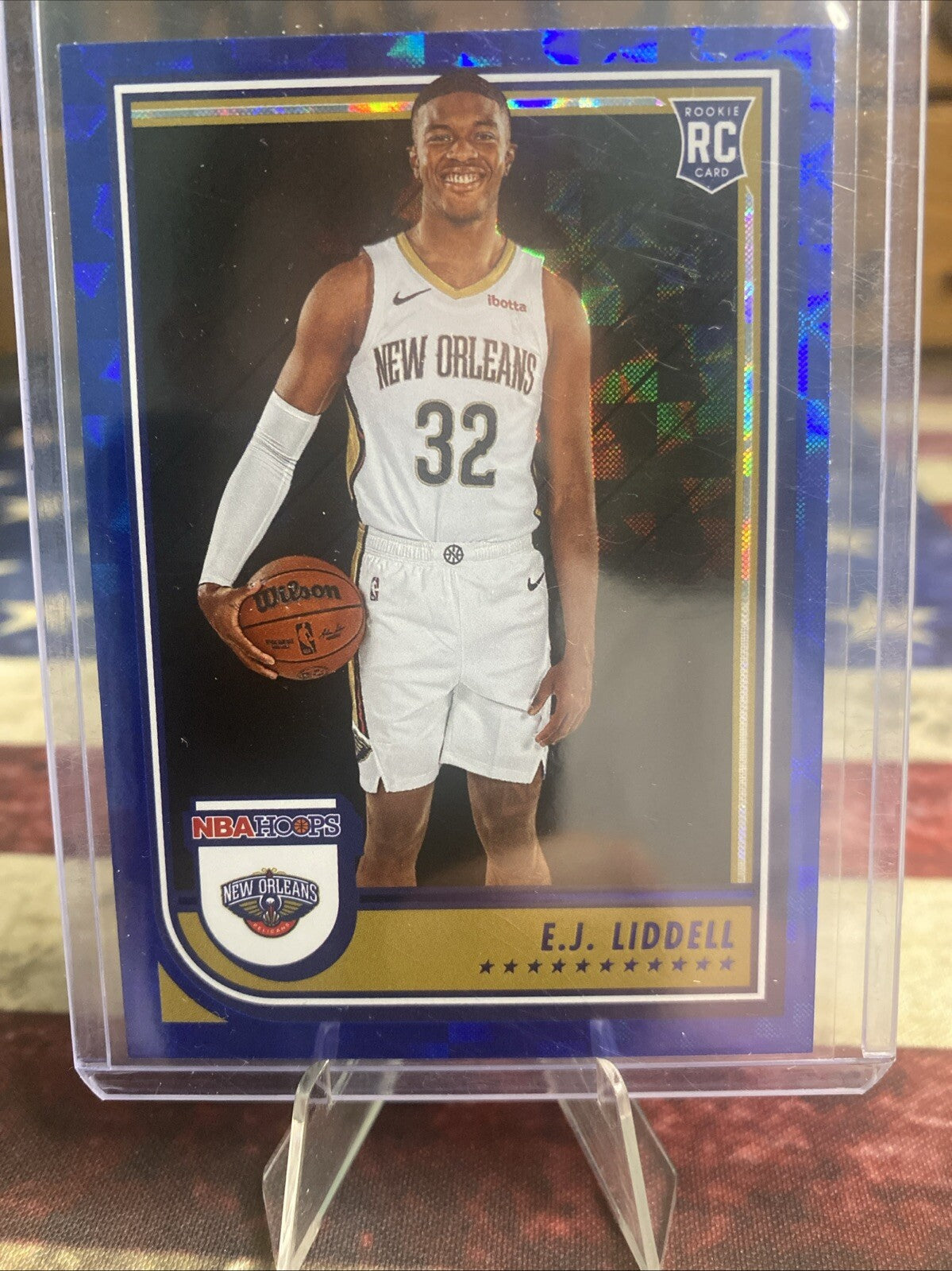 2022-23 NBA Hoops rookie #266 EJ Liddell Hyper Blue Parallel RC New Orleans