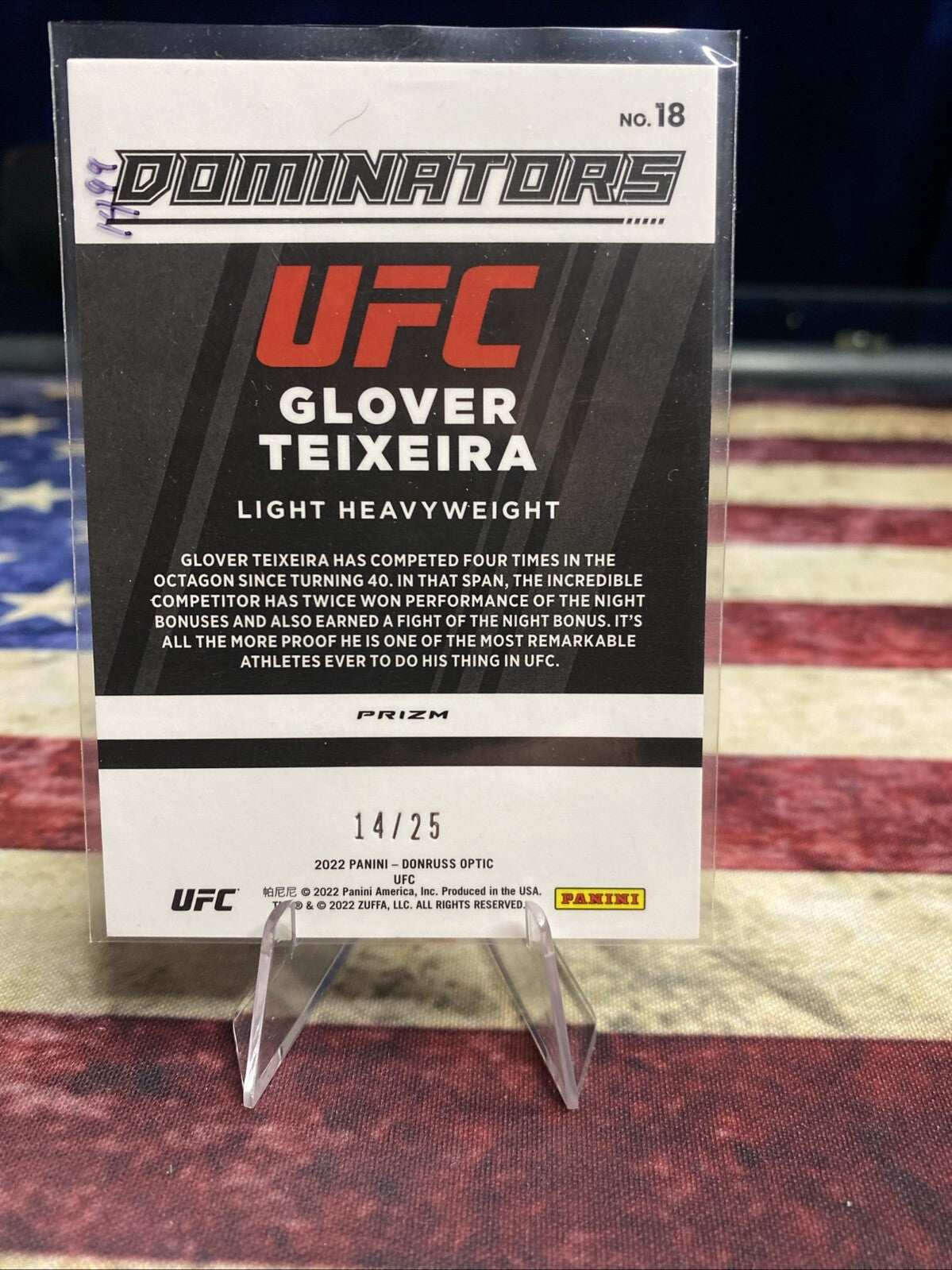 2022 Panini Donruss Optic UFC Glover Teixeira Dominators Pink /25 SSP