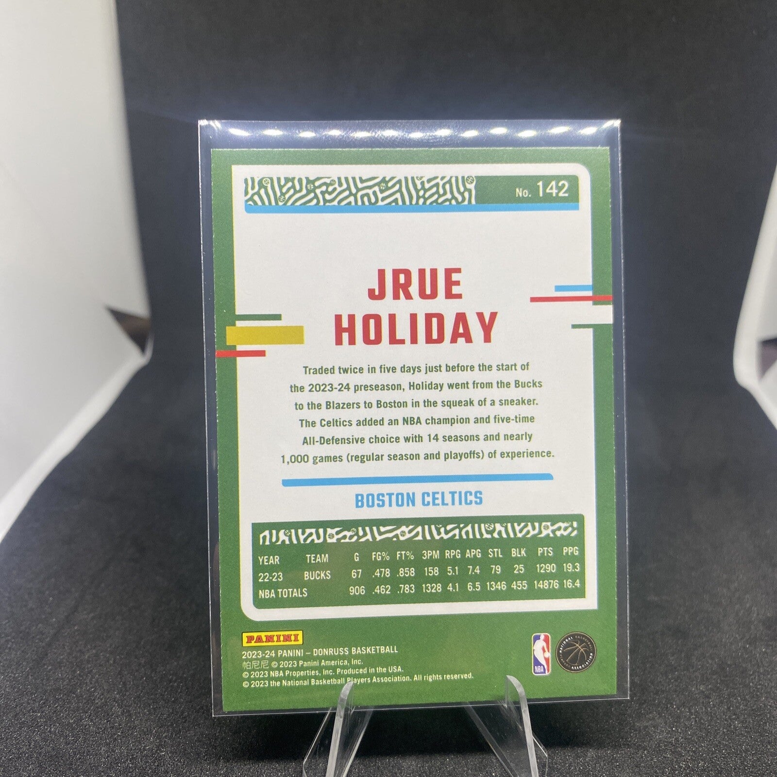 Jrue Holiday GREEN LASER Holo 2023-24 Donruss #142 - TEAM COLOR MATCH Celtics SP