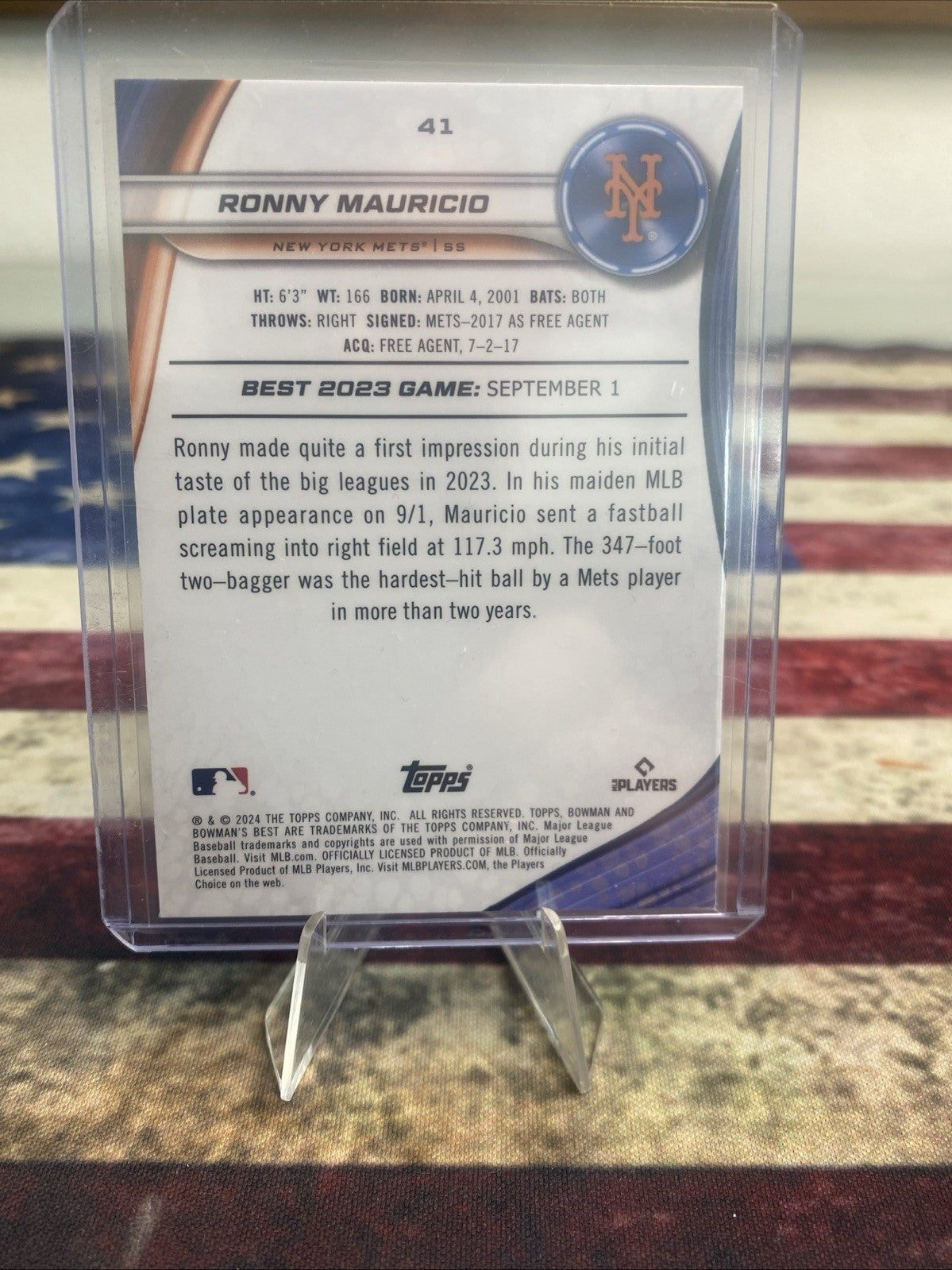 RONNY MAURICIO 2024 Bowman Bowman's Best 41 Wave Refractor RC MS12