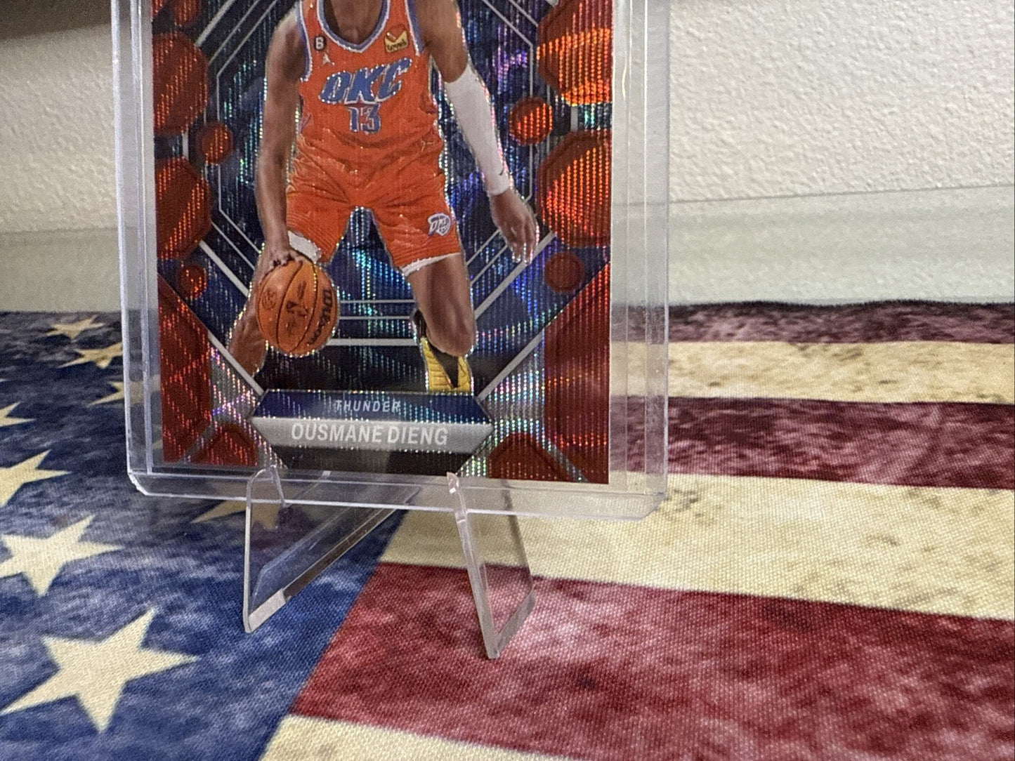 2022-23 Panini Mosaic - Rookies Ousmane Dieng #206 Red Wave Mosaic Prizm (RC)