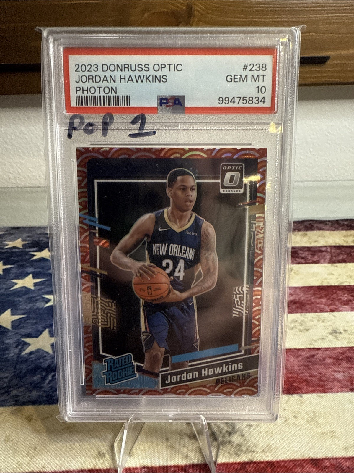 2023 Panini Donruss Optic Rated Photon Prizm Jordan Hawkins PSA 10 MINT Rookie