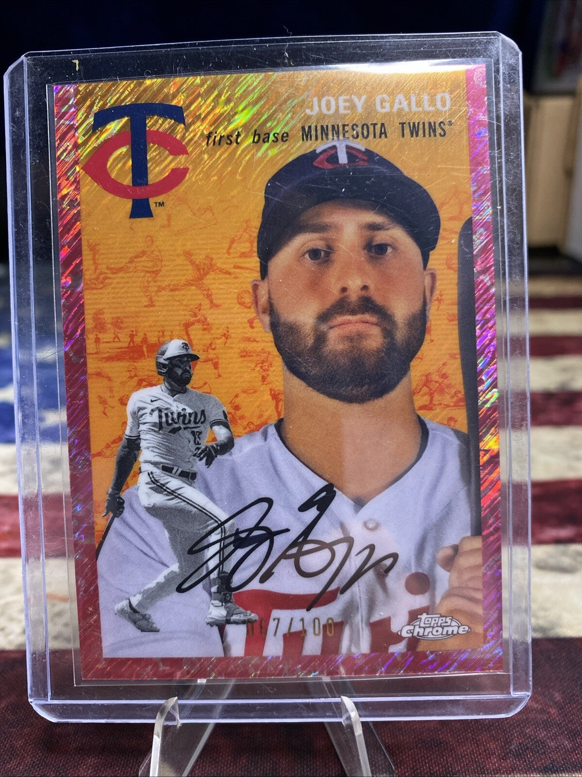 2023 Topps Chrome Platinum Joey Gallo Toile Cream/Fuchsia Lava Refractor #/100