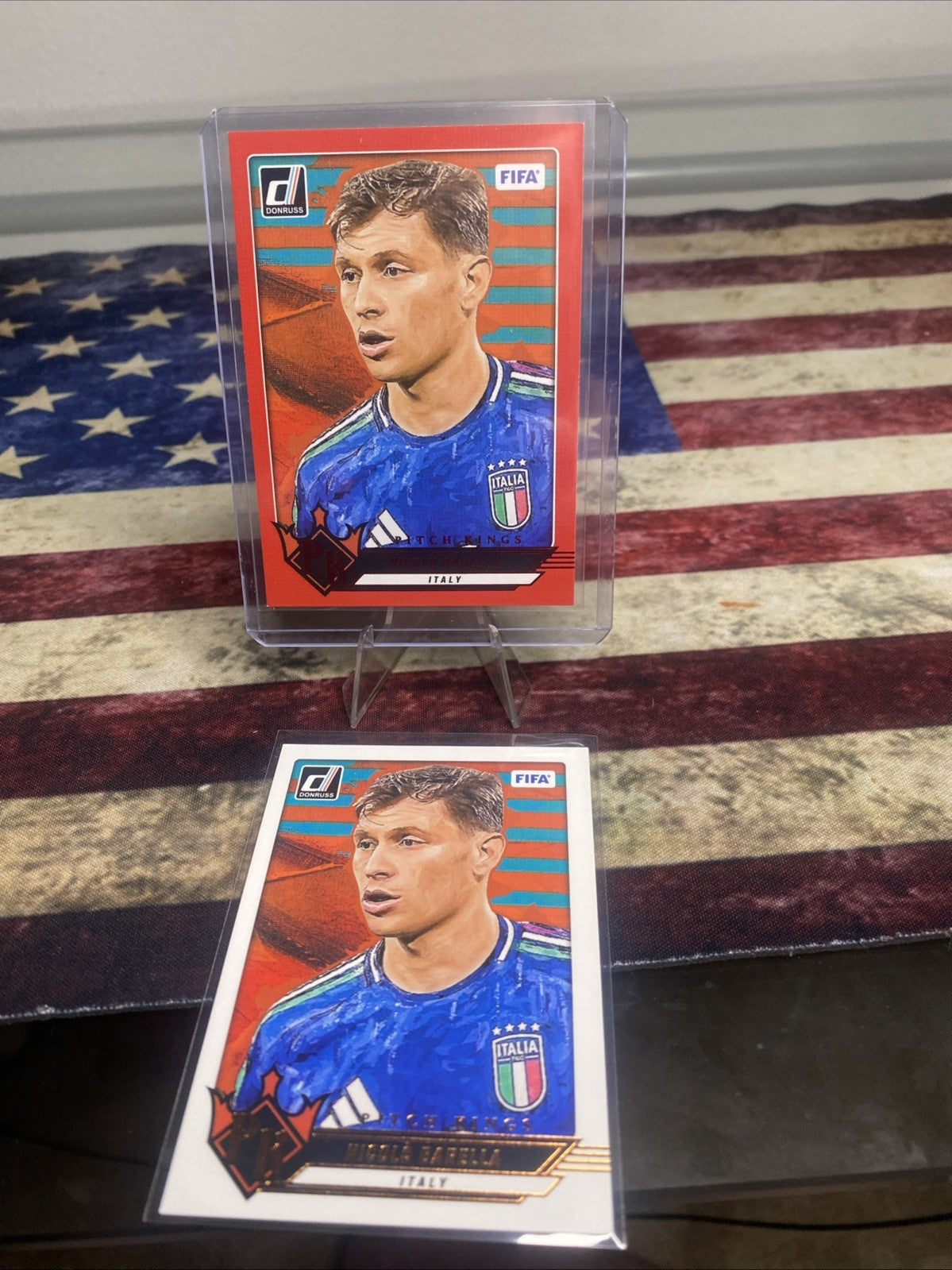 2024-25 Donruss Soccer Pitch Kings RED & Base #1 Nicolo Barella, Italy