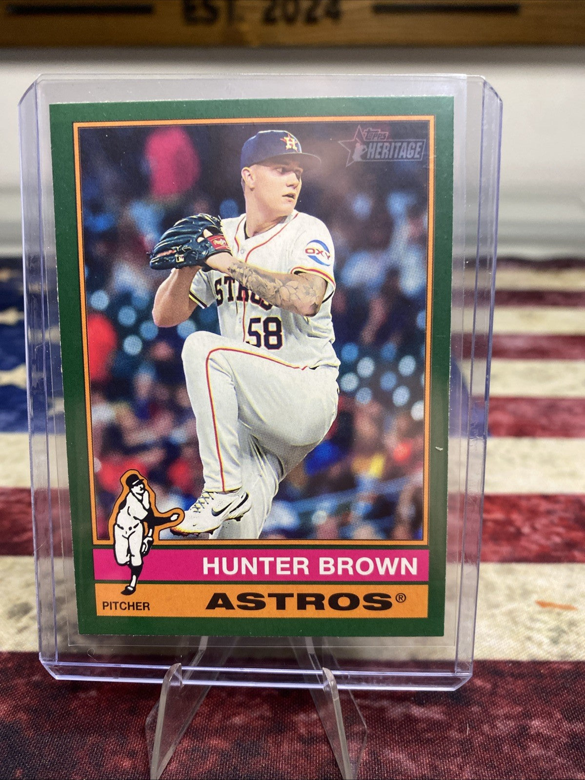 2025 Topps Heritage Green Border SP Hunter Brown 428 Houston Astros 1I
