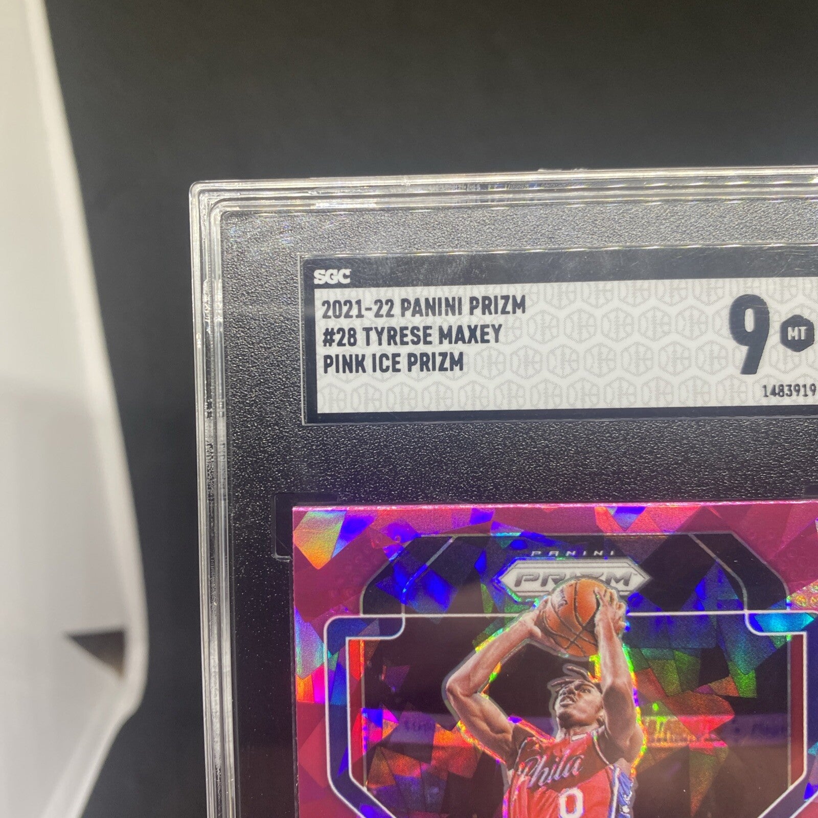 2021-22 Panini Prizm - Pink Ice Prizm #28 Tyrese Maxey SGC 9