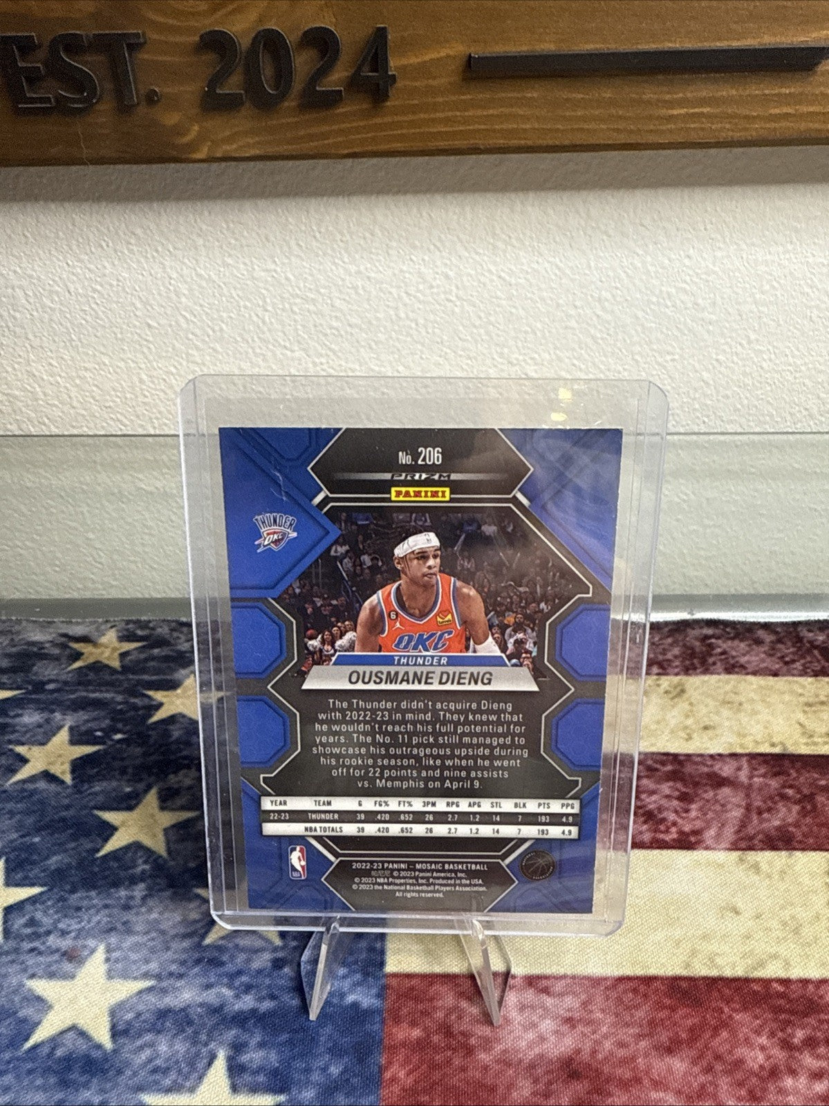 2022-23 Panini Mosaic - Rookies Ousmane Dieng #206 Red Wave Mosaic Prizm (RC)
