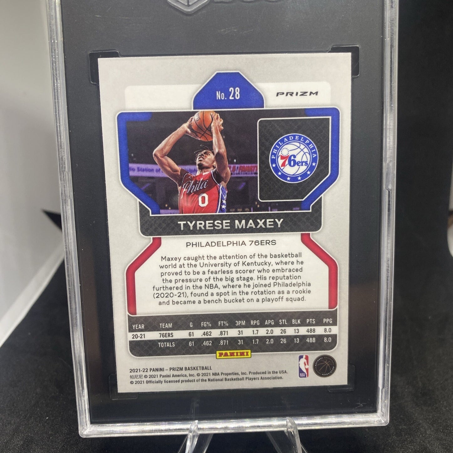 2021-22 Panini Prizm - Pink Ice Prizm #28 Tyrese Maxey SGC 9
