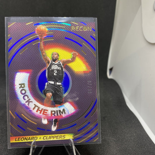 GEM Kawhi Leonard /99 - 2020-21 Panini Recon Rock the Rim Blue #18 Clippers - SP