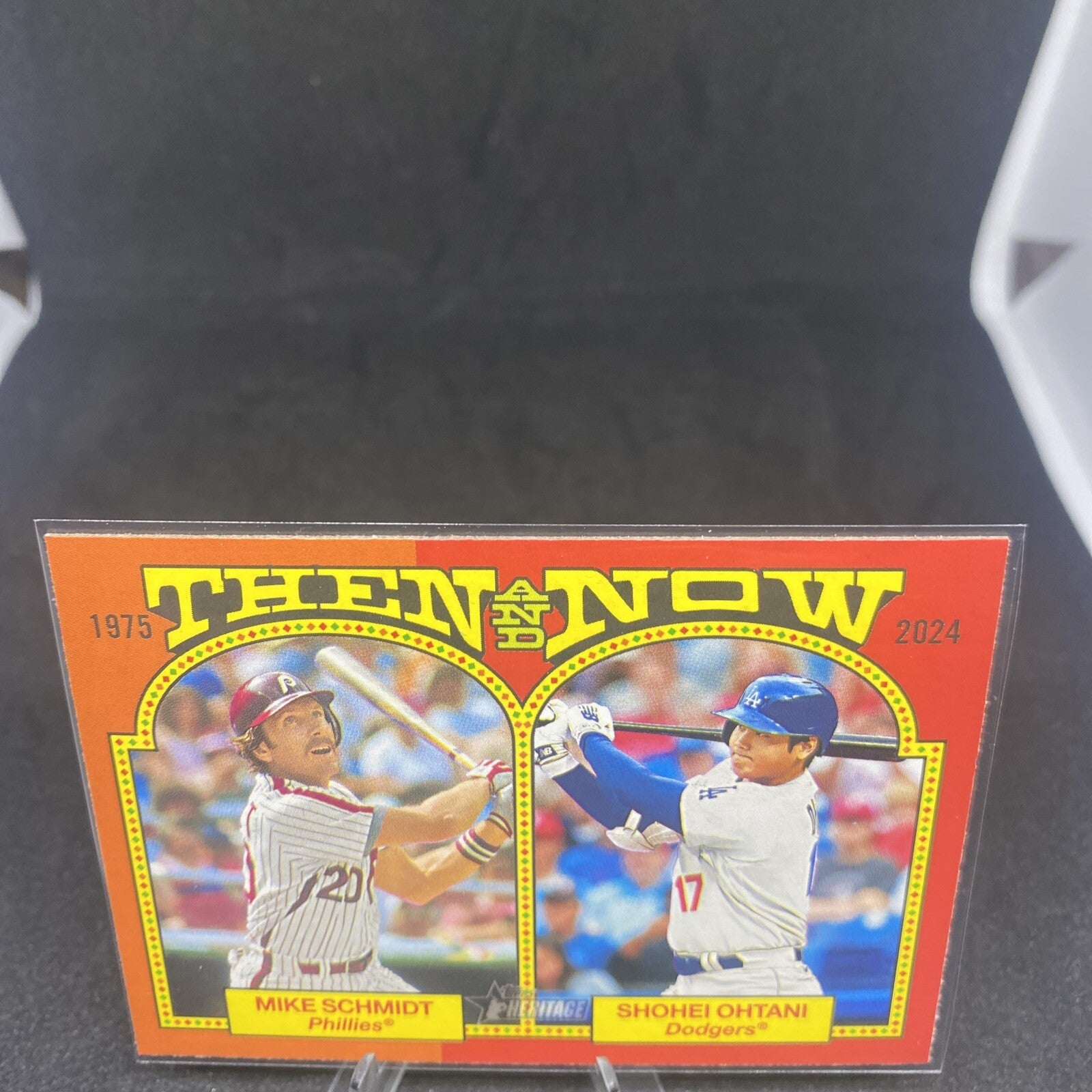 SP 2024 Topps Heritage Baseball Then & Now Shohei Ohtani Mike Schmidt #TAN-2