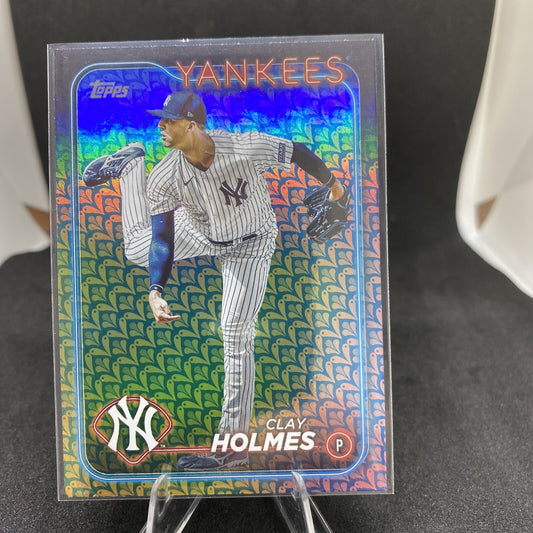 SP 2024 Topps Series 1 Clay Holmes #247 Easter Egg Holiday Foil Yankees GEM