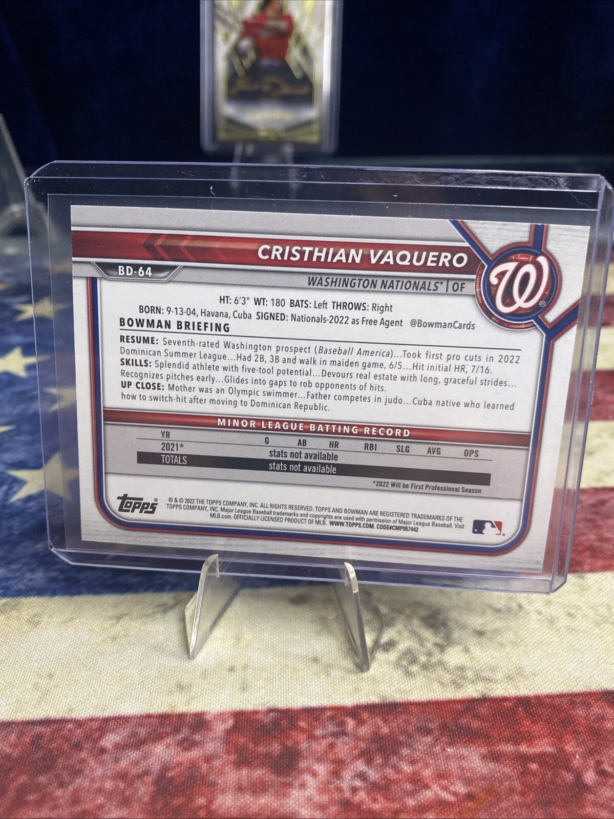 2022 Bowman Draft 1st Edition #BD-64 Cristhian Vaquero Yellow #/75