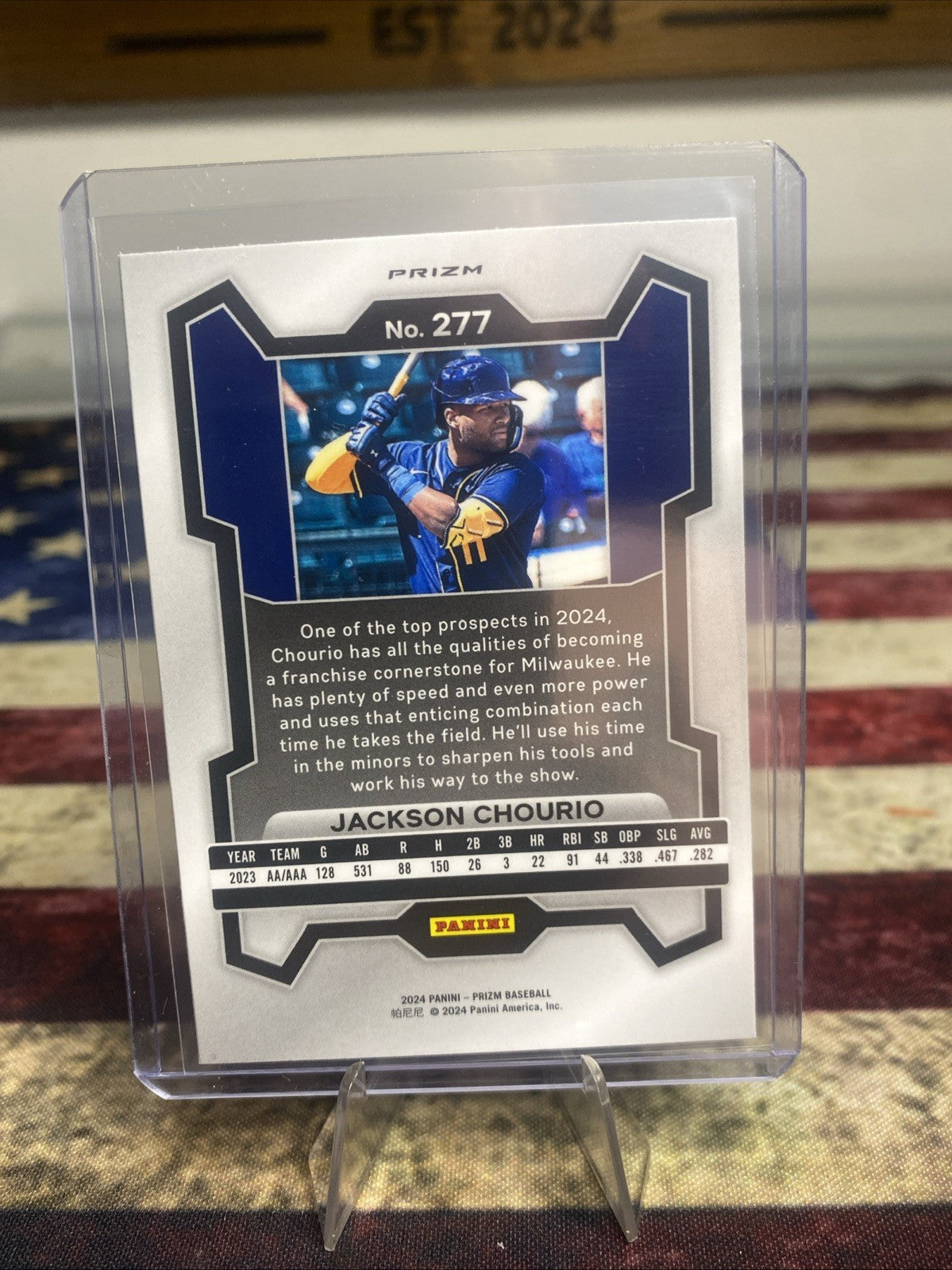 2024 Panini Prizm - Blue Ice Prizm #277 Rookie Jackson Chourio (RC)