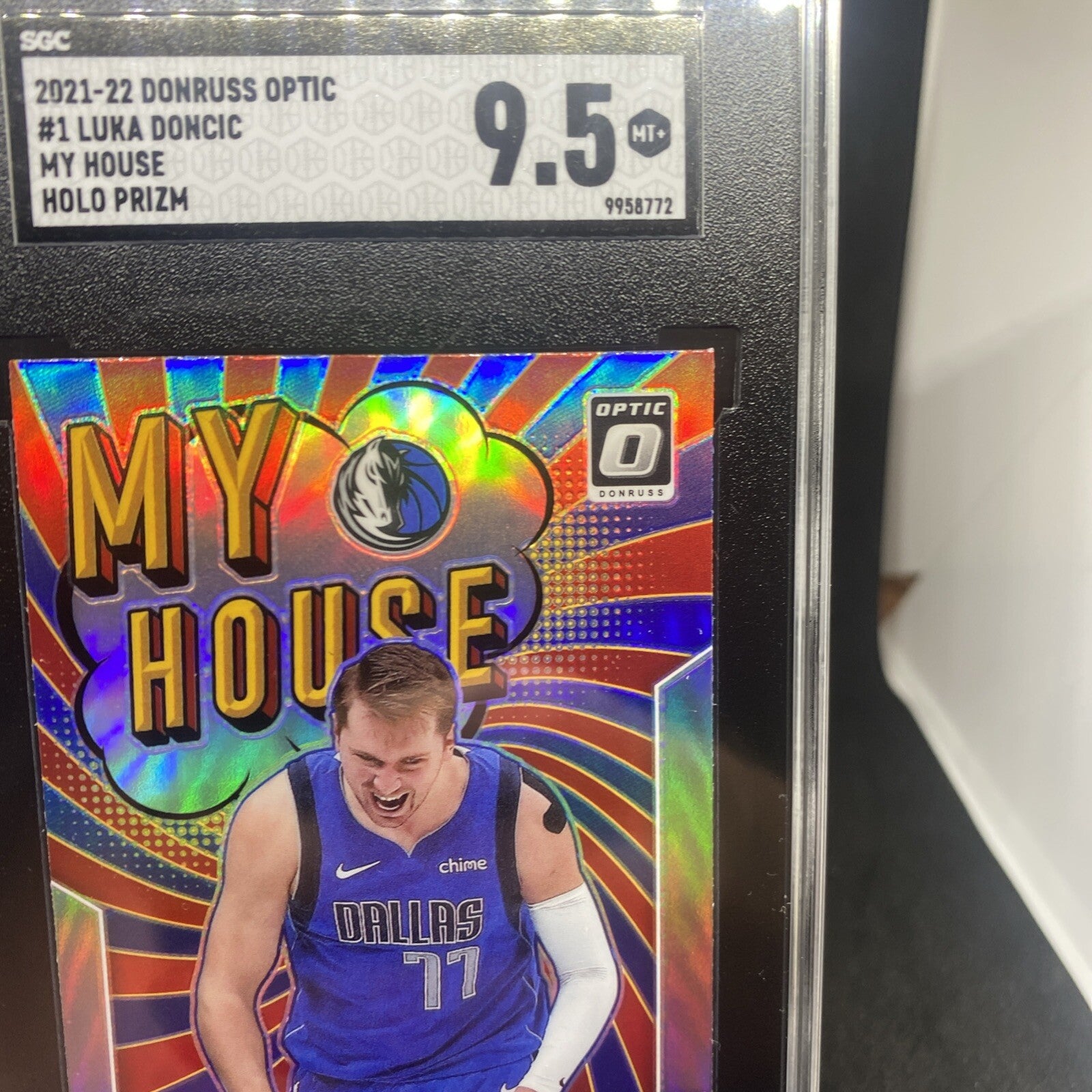 2021-22 Donruss Optic Holo Prizm My House #1 Luka Doncic Mavericks SGC 9.5 Mint