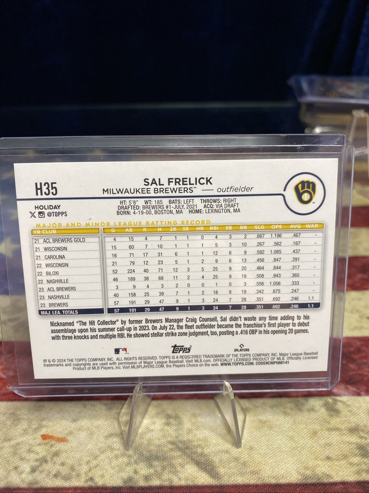 2024 Topps Holiday - Silver Glitter #H35 Sal Frelick (RC)