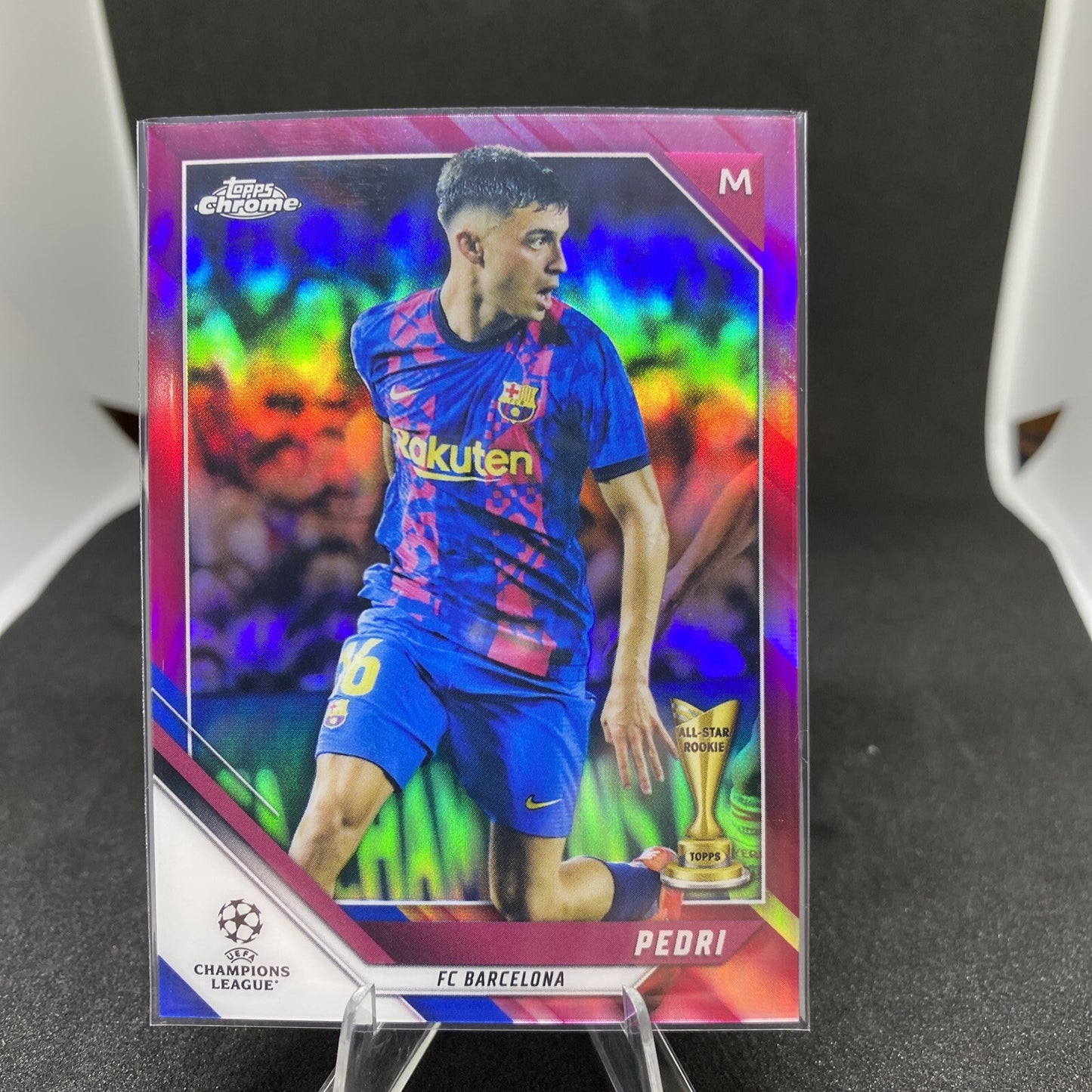 2021-22 TOPPS CHROME UEFA PEDRI PINK REFRACTOR #89 47/175 GEM SP All-Star Rookie