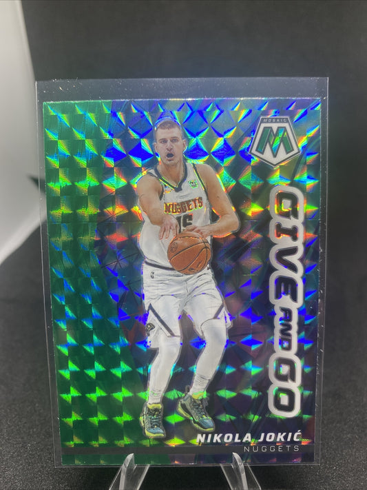 Nikola Jokic 2022-23 Panini Mosaic Give and Go Green Mosaic Prizm Card# 15 SP