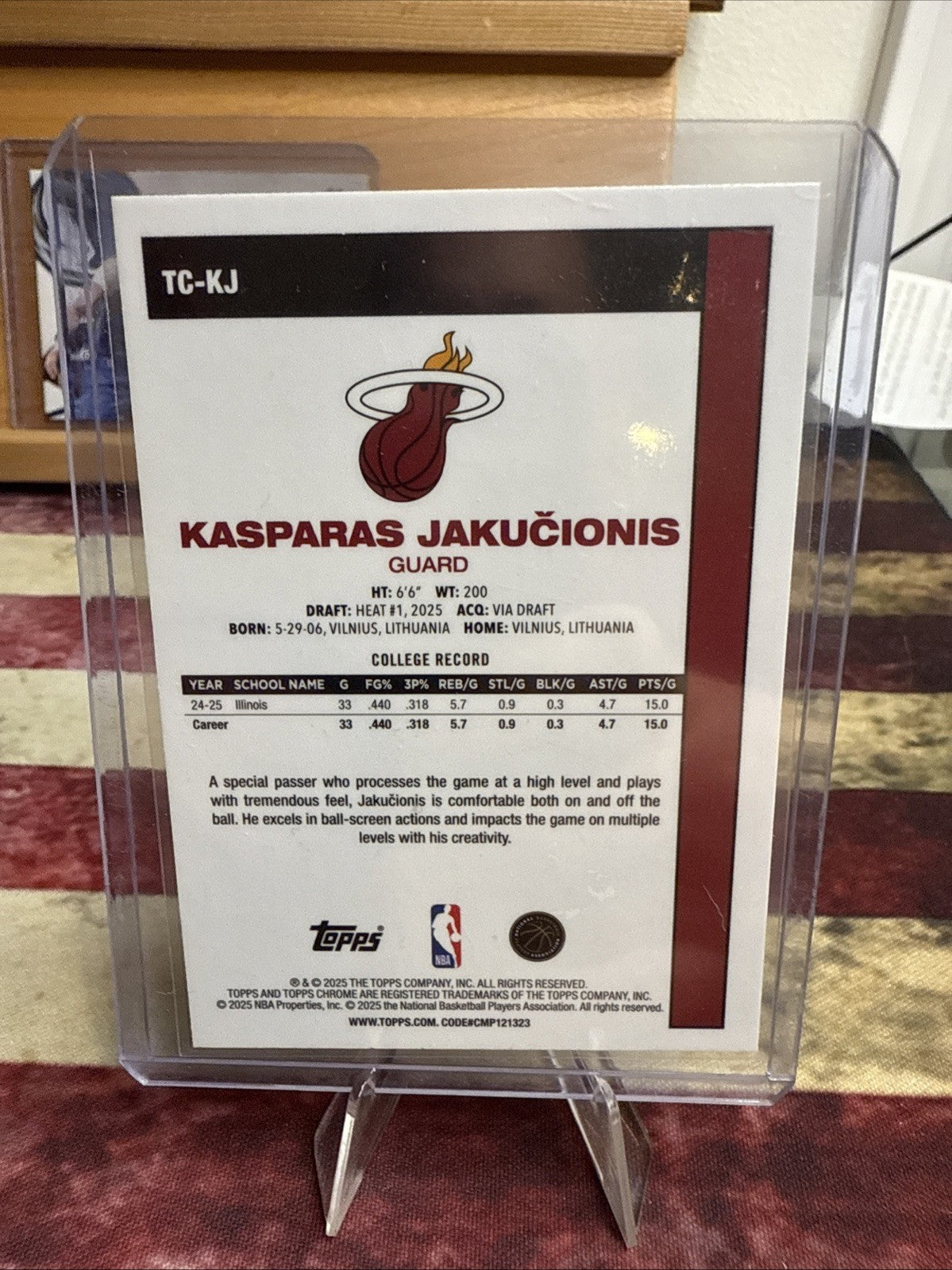 Kasparas Jakucionis 2025-26 Topps Basketball 1980-81 Chrome Mojo RC Heat #TC-KJ