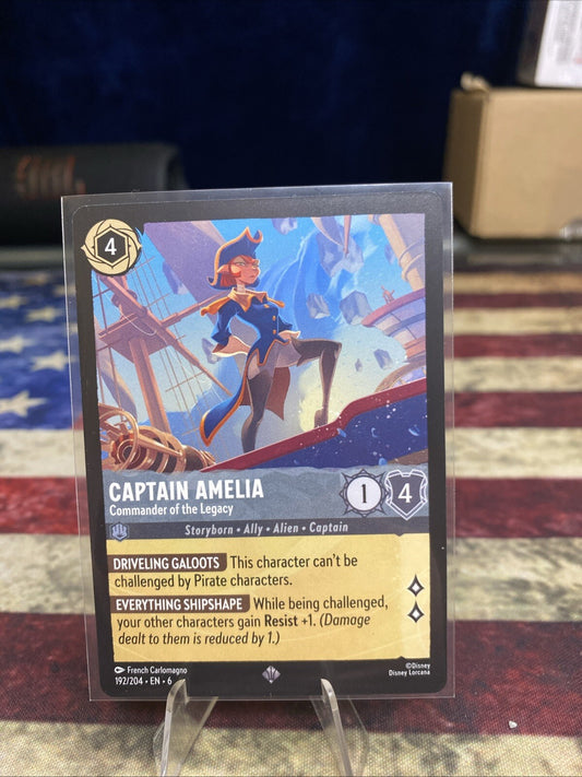Lorcana Azurite Sea Captain Amelia - Commander of the Legacy #192/204 Super Rare