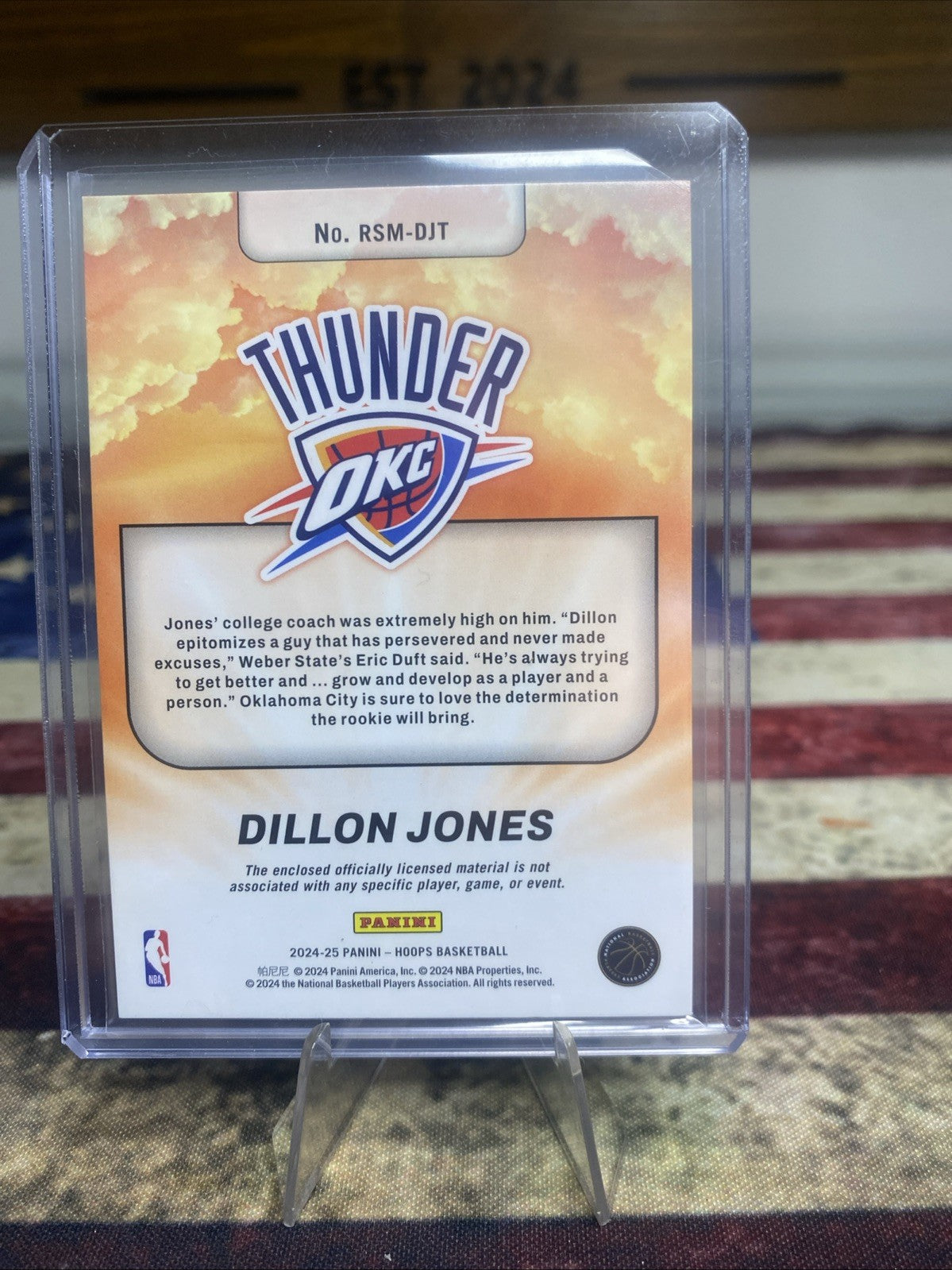 Rookie 2024-25 Panini Hoops Dillon Jones Rise N Shine Rc Patch🔥 OKC Thunder